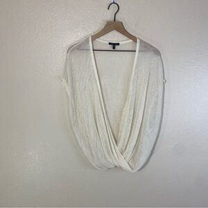 Eileen Fisher Womens Linen Blend Wrap Top Size Large Drapey V-Neck Short Sleeve